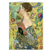 Dame mit Fächer - Gustav Klimt Karte
