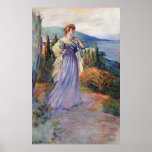Dame Standing High Above das Meer Poster