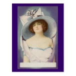 Dame Wearing Big Hat mit Bogen Postkarten