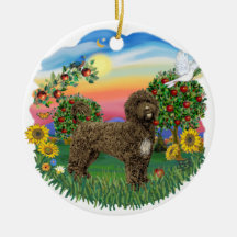 Dämmerung - portugiesischer Wasser-Hund (Braun) Weihnachtsbaum Ornamente