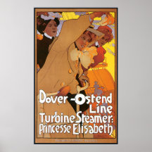 Dampfer-Linie Dovers Ostende Plakatdruck