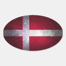 Dänemark-Flagge Ovale Aufkleber