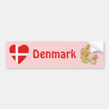 Dänemark-Flaggen-Herz + Karten-Autoaufkleber
