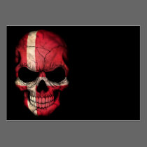 Danish Flag Skull on Black visitenkarten
