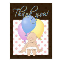 Danke Babygeschenk. Cartoonbaby und -ballone Postkarte