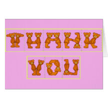 Danke Cards~Baby Dusche ~ Bär Alphabet~Pink Karten