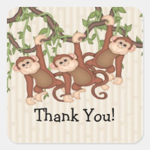 Danke! Dreiergruppe Monkeys Babyparty Sticker