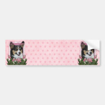 Danke - rosa Tulpen - Corgi Auto Sticker