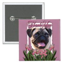 Danke - rosa Tulpen - Mops Buttons