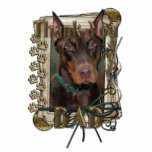 Danke - Steintatzen - Dobermann - Rot - felsiger V Fotofigur