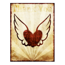 Danken rote Tätowierung Winged Herz Ihnen Postkart