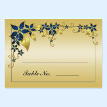Dark Blue and Gold Floral visitenkarten