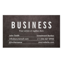 Dark Leather Investment Banker Business Card