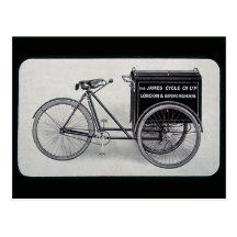 Das berühmte Vintage Lieferungs-Fahrrad James Postkarte