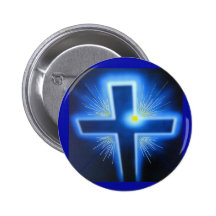 Das blaue backlit Kreuz Anstecknadel