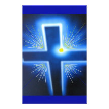 Das blaue backlit Kreuz Bedrucktes Büropapier