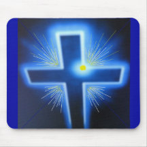 Das blaue backlit Kreuz Mauspads