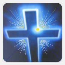 Das blaue backlit Kreuz Stickers