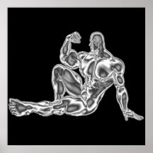 Das Chrom-Bodybuilder-Haltungs-Plakat der Männer