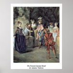 Das französische Komödien-Detail durch Antoine Wat Plakat