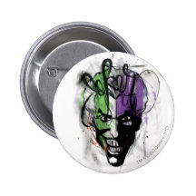 Das Joker-Neonspritzpistolen-Porträt Anstecknadelbuttons