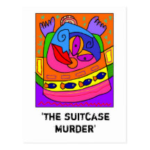 "das Koffer murder Postkarte