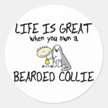 Das Leben ist große bärtige Collie-Aufkleber