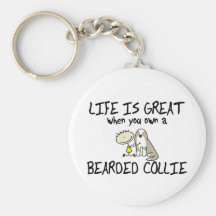 Das Leben ist großer bärtiger Collie Keychain (Kit Schlüsselbänder