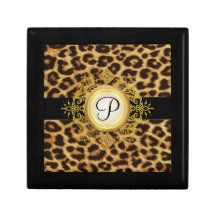 Das Monogramm-Leopard-Schmuck-Geschenkbox der Frau
