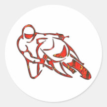 Das Motorrad-Logo, das in Kurven-Rot sich lehnt, s Runder Aufkleber