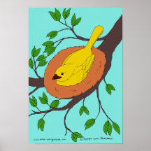 Das Nest des gelben Vogels Plakate