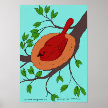 Das Nest des roten Vogels Plakatdrucke