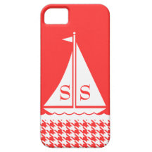 Das Preppy girly Segelboot-Hahnentrittmuster perso iPhone 5 Case