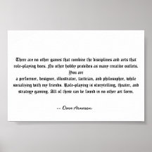 Das Rollen-Spielen ist einzigartig Poster