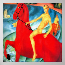 "Das rote Pferd badend " Poster
