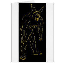 Das Wererabbit (gezeichnet im Blau oder im Gold) Karte
