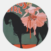 Das Zirkus-Mädchen-Vintage Theater Runder Aufkleber
