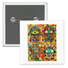 Davidsstern Hamsa Vintages Tapastry Anstecknadelbutton