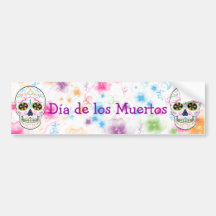 Day of the Dead Sugar Skull - Bright Multi Color Bumper Sticker