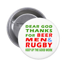 Dear God Thanks For Beer Men And Rugby Buttons