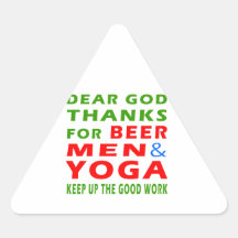 Dear God Thanks For Beer Men And Yoga Triangle Sticker