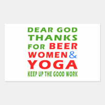 Dear God Thanks For Beer Women And Yoga Rectangle Stickers