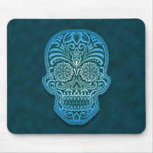 Dekorativer Zuckerschädel - Blau Mauspads