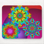 Dekoratives Fraktal mousepad mit Fantasie-Blumen