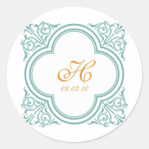 dekoratives Monogrammhochzeits-Siegel Runder Sticker