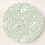Delicate Flowers on SAge Green Beverage Coasters