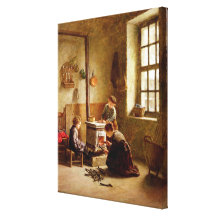 Den Ofen beleuchten, 1886 (Öl auf Platte) Gespannter Galerie Druck