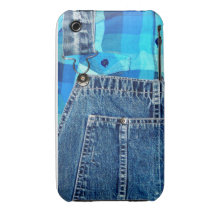 Denim-Jean-Gesamte und kariertes Hemd iPhone 3 Case-Mate Hüllen