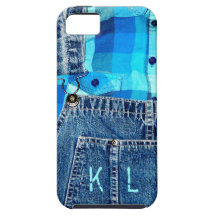 Denim-Jean-Gesamte und kariertes Hemd iPhone 5 Etuis