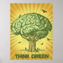 Denke ökologisch-Gehirn-Baum-Plakat
